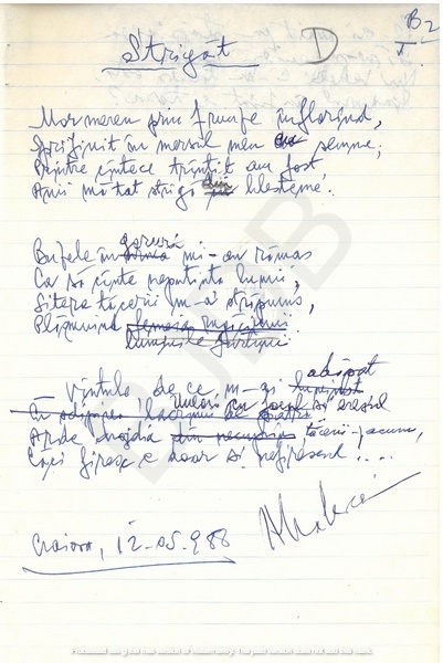 M-1063-1075-6 - 12 File de caiet cu ciorne de poezii. ALEXANDRU MIRCESCU